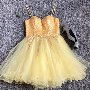 Dave and Johnny Yellow Sequence Dress